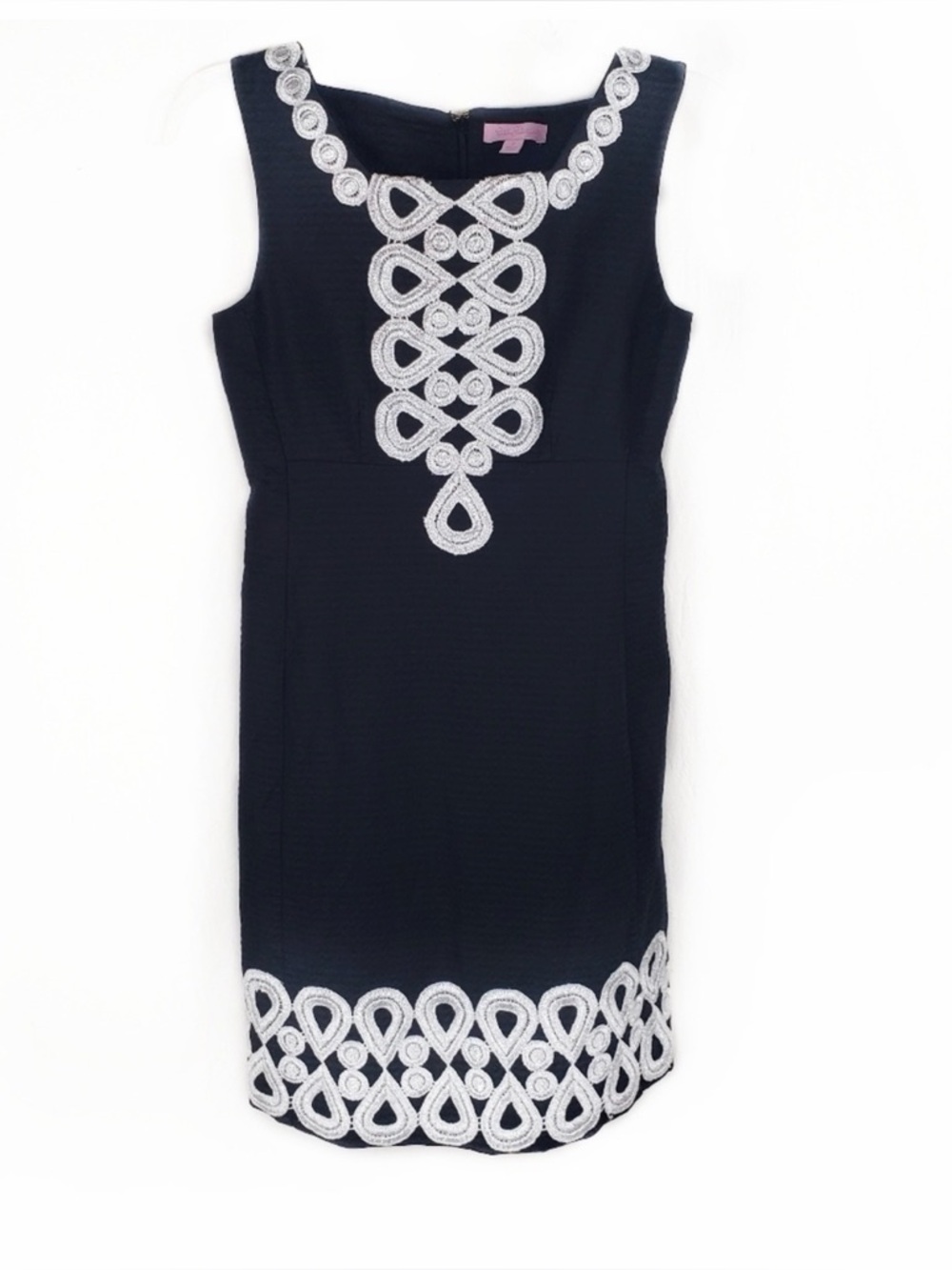 Lilly Pulitzer womens 0 black silver woven cotton Adelson shift dress